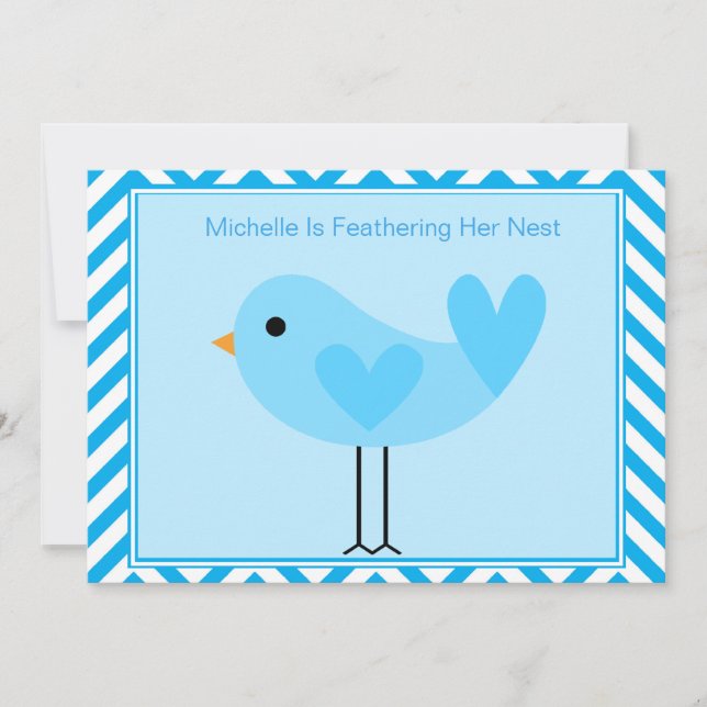 Blue Bird Baby Shower Invitation (Front)