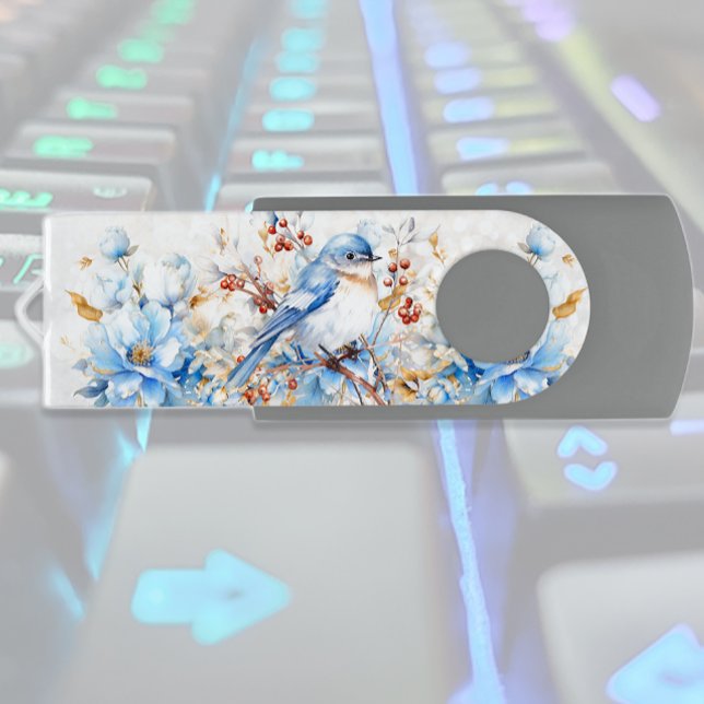 Blue Bird & Berries Flash Drive (Creator Uploaded)