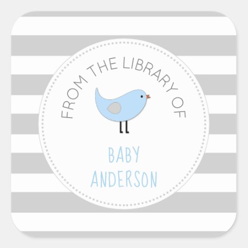 Blue Bird boy baby shower bookplate  book