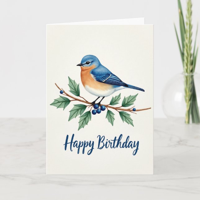 Blue Bird Branch Birthday Card (Front)