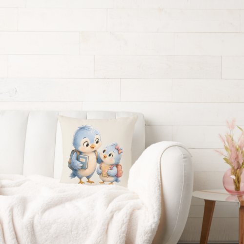 Blue Bird Brother Sister Throw Cushion