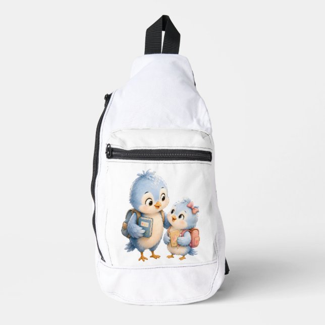 Blue Bird Brother Sling Backpack Bag (Front)