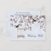 blue bird cage, love birds wishing well cards (Front/Back)