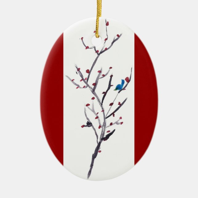 Blue Bird Ceramic Ornament (Front)
