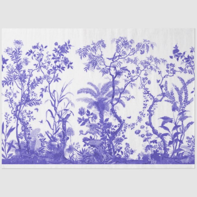 Blue bird chinoiserie decoupage tissue paper (Front)