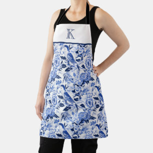 Blue Bird Chinoiserie Monogram Apron