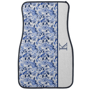 Blue Bird Chinoiserie Monogram Car Floor Mat