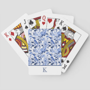 Blue Bird Chinoiserie Monogram Poker Cards