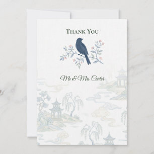 Blue Bird Chinoiserie Wedding Thank You Card