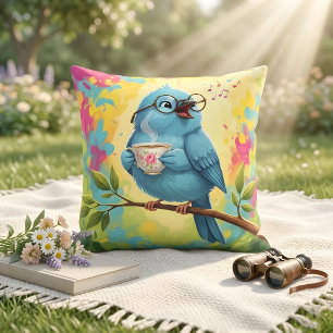 Blue Bird Cozy Throw Pillow