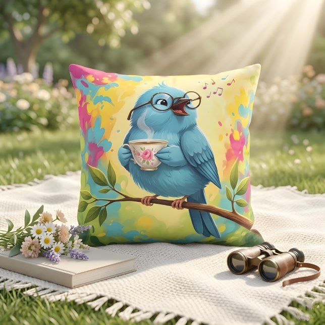 Blue Bird Cozy Throw Pillow  (Creator Uploaded)