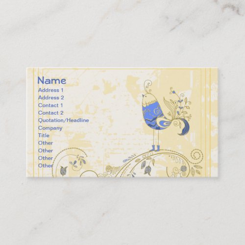 Pretty Little Blue Bird With Flowers Business Card