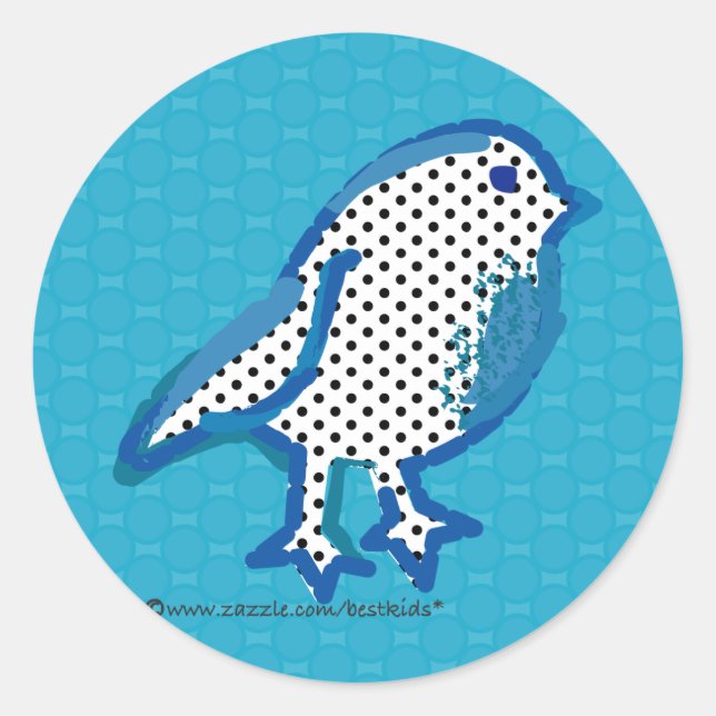 'blue bird' digital painting seal stickers (Front)