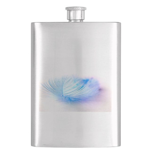 Blue Bird Feather Plume Flask (Front)
