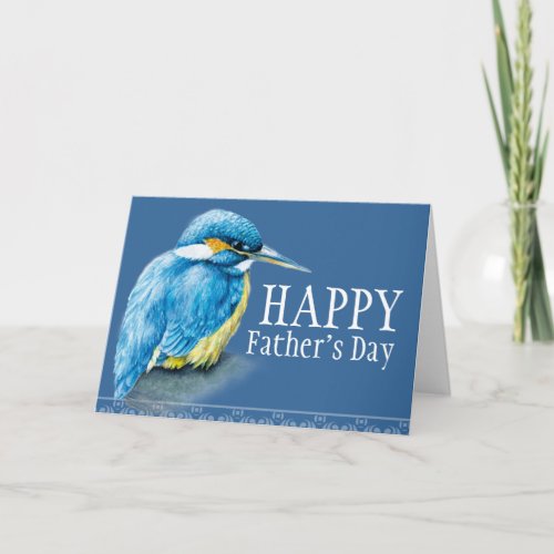 Blue bird fine art kingfisher Fathers Day card