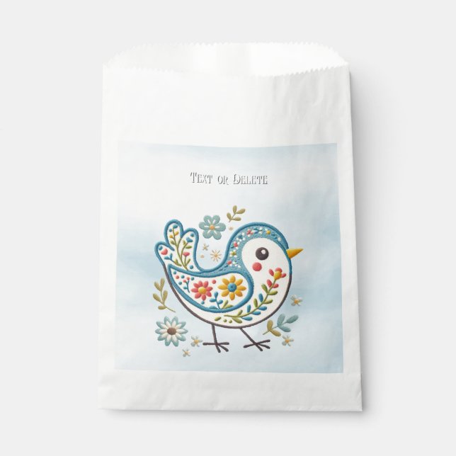 Blue Bird Floral Favor Bags (Front)