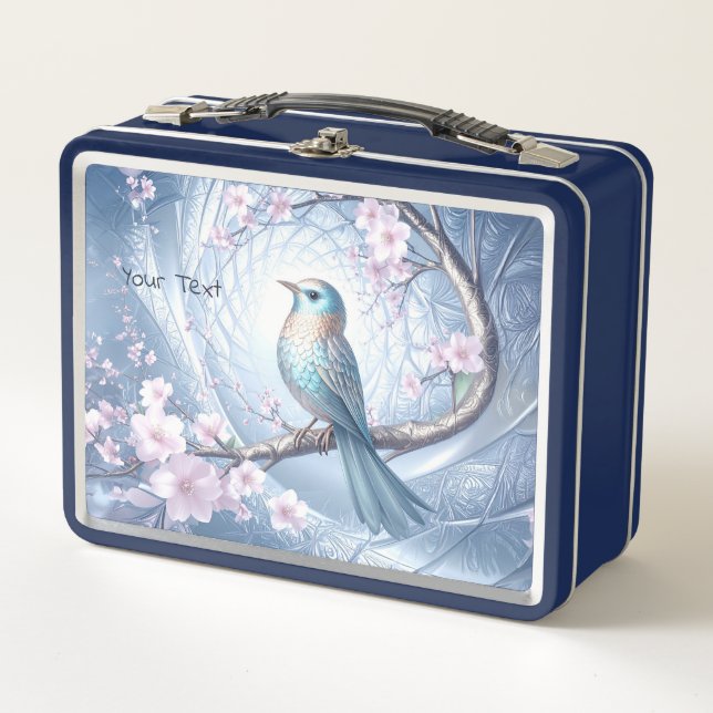 Blue Bird Floral Metal Lunch Box (Front)