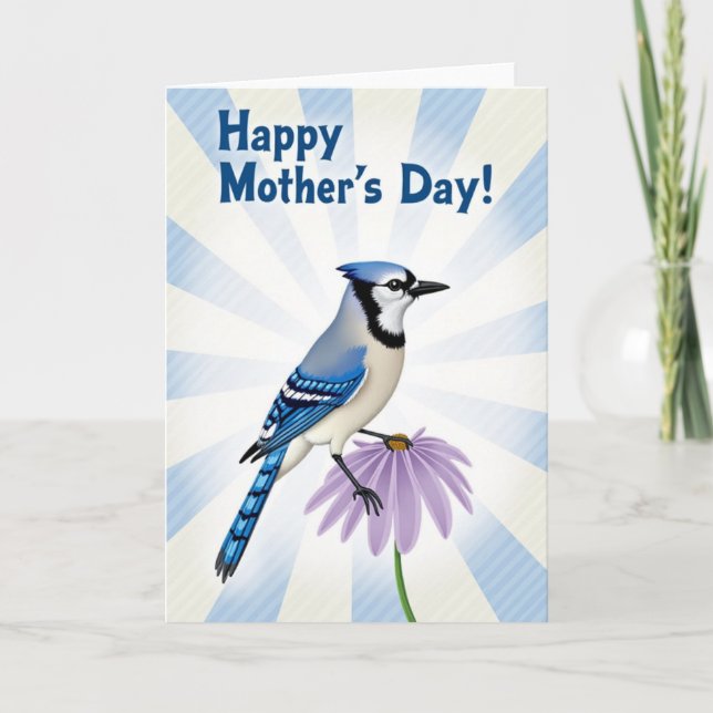 Blue Bird Floral Mothers Day Card (Front)
