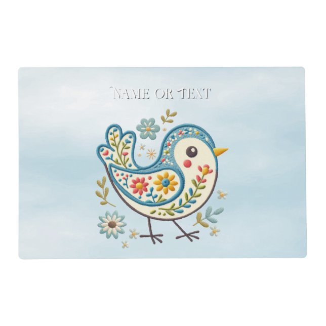 Blue Bird Floral Placemat (Front)