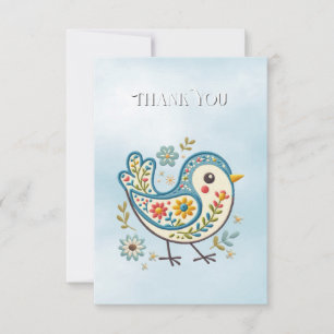 Blue Bird Floral Thank You Card
