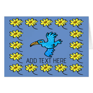 Blue bird Flower Border, add text,