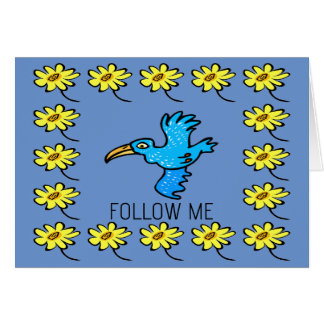 Blue bird Flower Border, add text, Cards