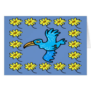 Blue bird Flower Border, add text, Cards