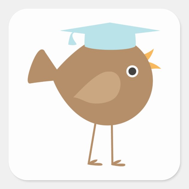 Blue Bird Graduation Square Sticker