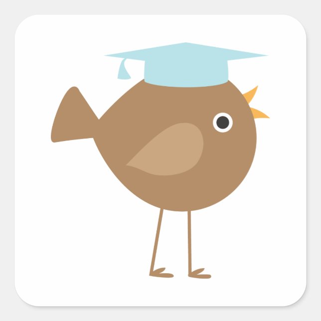 Blue Bird Graduation Square Sticker (Front)