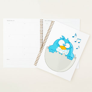 Blue Bird Hatching from Egg Singing Funny Animal Planner