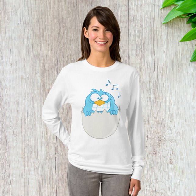 Blue Bird Hatching from Egg Singing Funny Animal T-Shirt (Creator Uploaded)