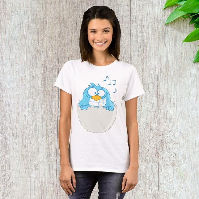 Blue Bird Hatching from Egg Singing Funny Animal T-Shirt (Creator Uploaded)