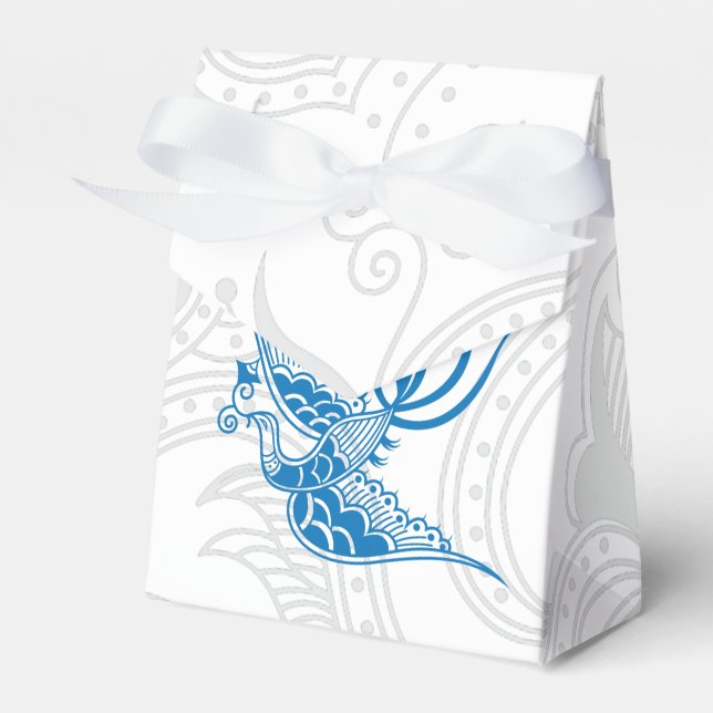 Blue Bird & Henna Swirl Favor Box (Front Side)