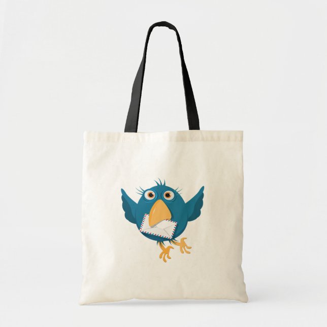 Blue Bird Holding An Envelope Tote Bag (Front)