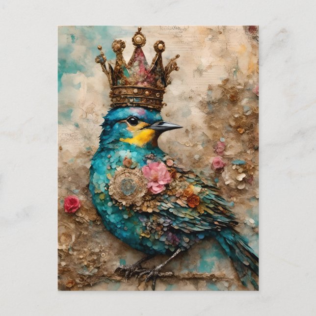 Blue Bird in a Crown Postcard (Front)