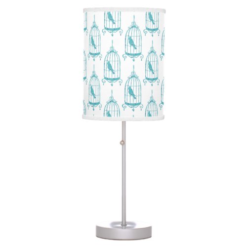 Blue Bird in Birdcage Decorative Pattern Table Lamp