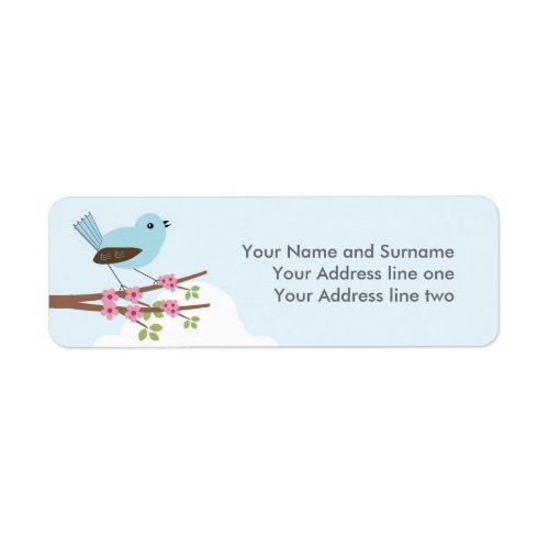 Blue Bird in Blossom Tree Custom Text Label