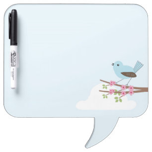 Blue Bird in Blossom Tree Cute Dry Erase Board