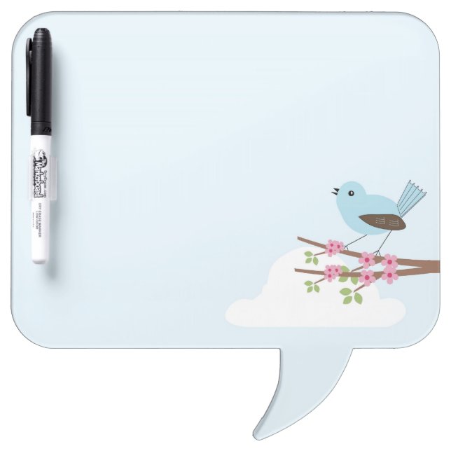 Blue Bird in Blossom Tree Cute Dry Erase Board (Front)