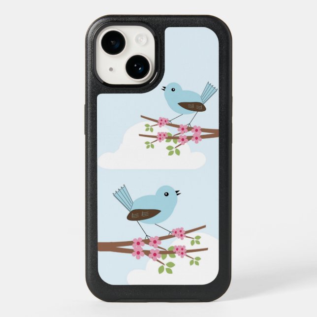 Blue Bird in Blossom Tree Cute Otterbox iPhone Case (Back)