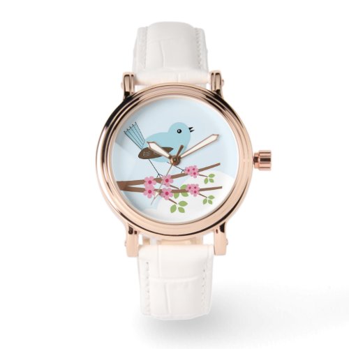 Blue Bird in Blossom Tree Cute Watch