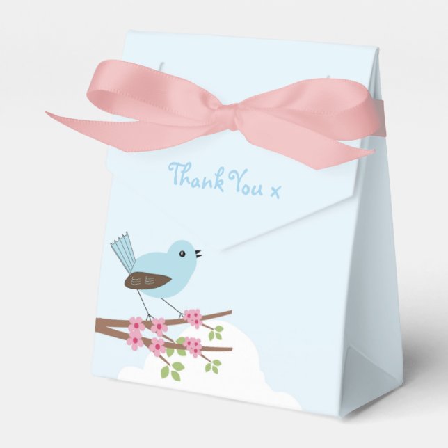 Blue Bird in Blossom Tree Favor Boxes (Front Side)
