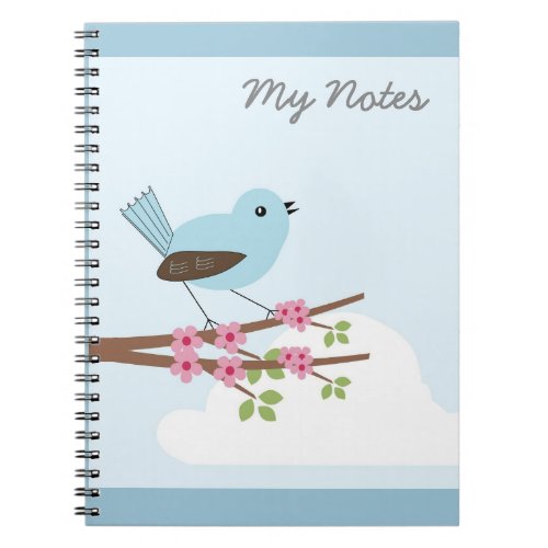 Blue Bird in Blossom Tree Notebook