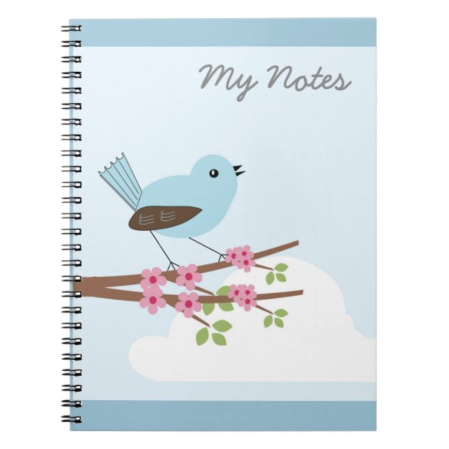 Blue Bird in Blossom Tree Notebook (Front)