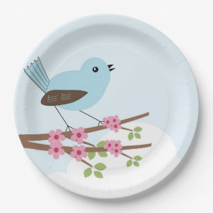 Blue Bird in Blossom Tree Paper Plates
