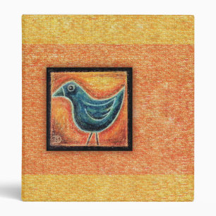 Blue Bird in Oil Pastel 3 Ring Binder