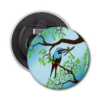 Blue Bird in Trees Bottle Opener