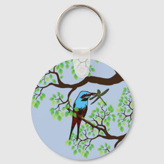 Blue Bird in Trees Keychain