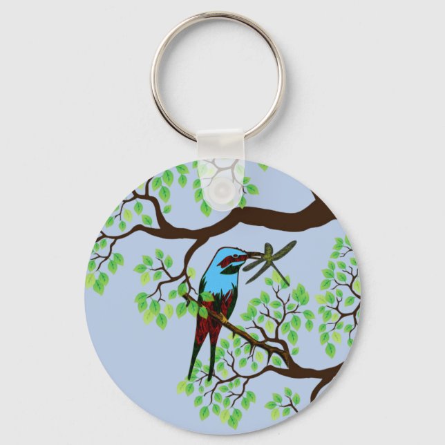 Blue Bird in Trees Keychain (Front)