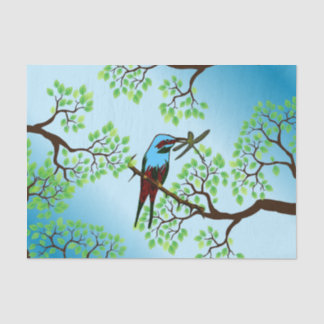 Blue Bird in Trees Tissue Paper